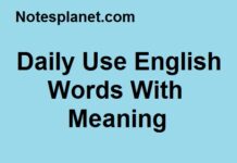 Daily Use English Words With Meaning