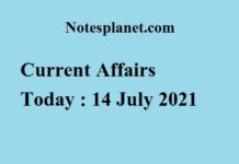 Current Affairs || 14 July 2021 Current Affairs Today