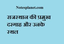 राजस्थान की प्रमुख दरगाह और उनके स्थल राजस्थान की प्रमुख दरगाह