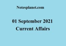 01 September 2021 Current Affairs 01 September 2021 Current Affairs