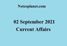 02 September 2021 Current Affairs 02 September 2021 Current Affairs