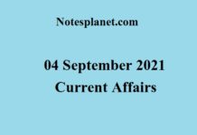 04 September 2021 Current Affairs 04 September 2021 Current Affairs