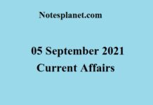 05 September 2021 Current Affairs 05 September 2021 Current Affairs