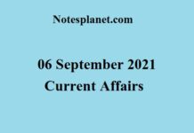 06 September 2021 Current Affairs 06 September 2021 Current Affairs