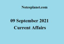 09 September 2021 Current Affairs 09 September 2021 Current Affairs