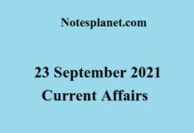 23 September 2021 Current Affairs 23 September 2021 Current Affairs