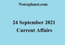 24 September 2021 Current Affairs 24 September 2021 Current Affairs