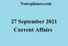27 September 2021 Current Affairs 27 September 2021 Current Affairs