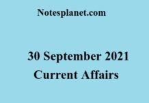 30 September 2021 Current Affairs 30 September 2021 Current Affairs