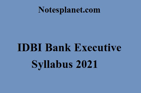 IDBI Bank Executive Syllabus