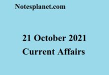 21 October 2021 Current Affairs 21 October 2021 Current Affairs