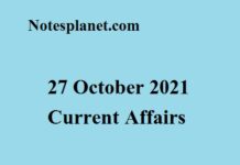 27 October 2021 Current Affairs 27 October 2021 Current Affairs
