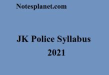 JK Police Syllabus 2021 JK Police Syllabus 2021