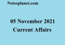 05 November 2021 Current Affairs 05 November 2021 Current Affairs