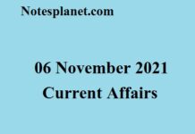 06 November 2021 Current Affairs 06 November 2021 Current Affairs