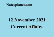 12 November 2021 Current Affairs 12 November 2021 Current Affairs