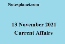 13 November 2021 Current Affairs 13 November 2021 Current Affairs