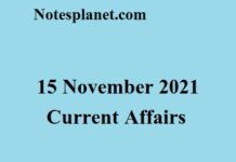 15 November 2021 Current Affairs 15 November 2021 Current Affairs
