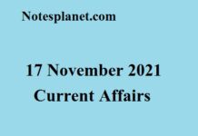 17 November 2021 Current Affairs 17 November 2021 Current Affairs
