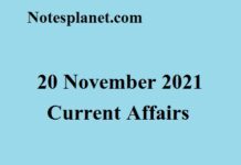 20 November 2021 Current Affairs 20 November 2021 Current Affairs