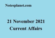 21 November 2021 Current Affairs 21 November 2021 Current Affairs