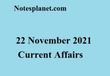 22 November 2021 Current Affairs 22 November 2021 Current Affairs