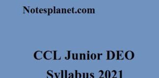 CCL Junior DEO Syllabus 2021