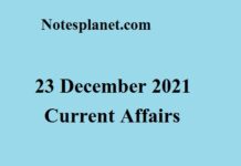 23 December 2021 Current Affairs 23 December 2021 Current Affairs