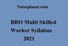 BRO Multi Skilled Worker Syllabus 2021 BRO Multi Skilled Worker Syllabus 2021