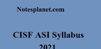 CISF ASI Syllabus 2021