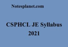 CSPHCL JE Syllabus 2021 CSPHCL JE Syllabus 2021