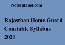 Rajasthan Home Guard Constable Syllabus 2021 Rajasthan Home Guard Constable Syllabus 2021