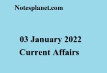 03 January 2022 Current Affairs 03 January 2022 Current Affairs