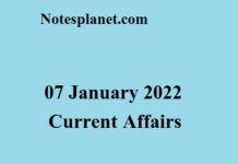 07 January 2022 Current Affairs 07 January 2022 Current Affairs