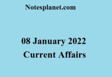 08 January 2022 Current Affairs 08 January 2022 Current Affairs