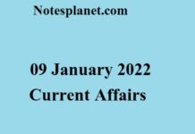 09 January 2022 Current Affairs 09 January 2022 Current Affairs