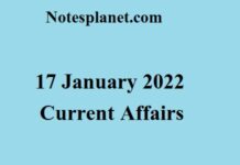 17 January 2022 Current Affairs 17 January 2022 Current Affairs