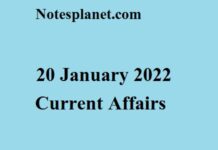 20 January 2022 Current Affairs 20 January 2022 Current Affairs