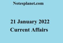21 January 2022 Current Affairs 21 January 2022 Current Affairs