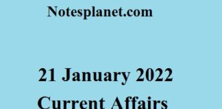 21 January 2022 Current Affairs