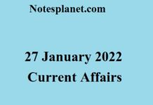 27 January 2022 Current Affairs 27 January 2022 Current Affairs
