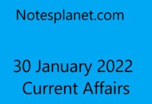 30 January 2022 Current Affairs 30 January 2022 Current Affairs