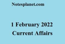 1 February 2022 Current Affairs 1 February 2022 Current Affairs