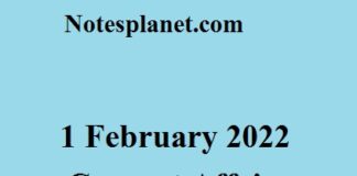 1 February 2022 Current Affairs