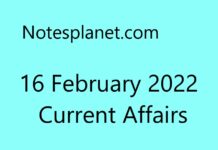 16 February 2022 Current Affairs 16 February 2022 Current Affairs