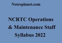 NCRTC Operations & Maintenance Staff Syllabus 2022 NCRTC Operations & Maintenance Staff Syllabus 2022