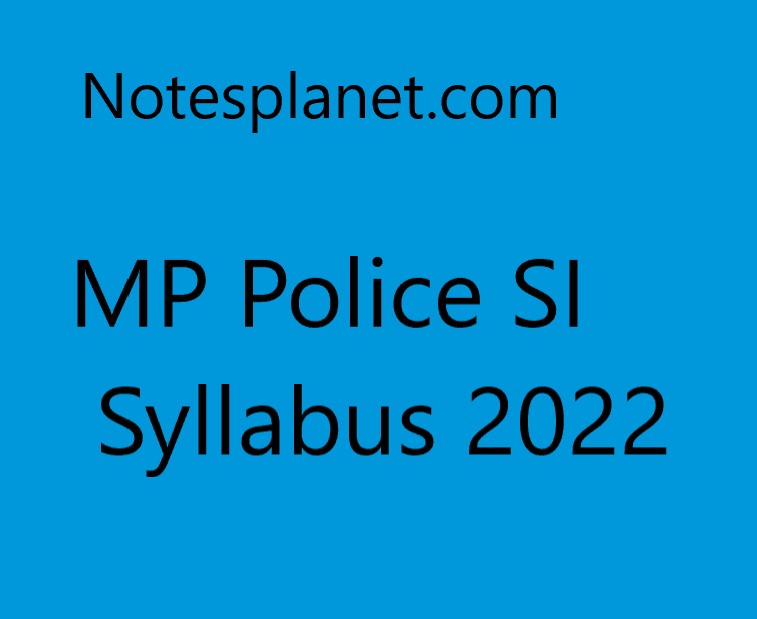 MP Police SI Syllabus 2022