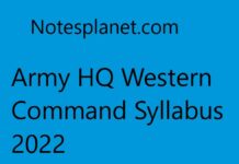 Army HQ Western Command Syllabus 2022 Army HQ Western Command Syllabus 2022