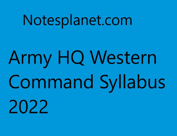 Army HQ Western Command Syllabus 2022