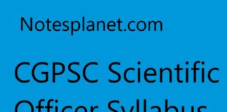 CGPSC Scientific Officer Syllabus 2022